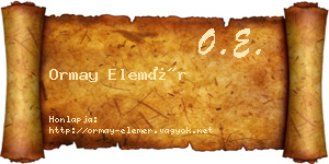 Ormay Elemér névjegykártya